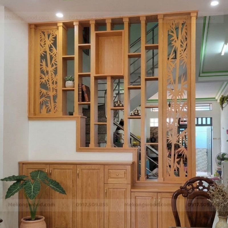 Hình ảnh trang trí vách ngăn cầu thang tam cấp