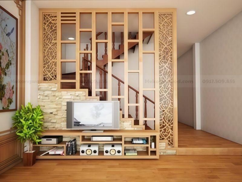 Vách ngan cầu thang cnc hiện đại