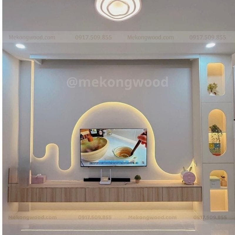 hình ảnh mẫu vách ngăn thạch cao và đèn led