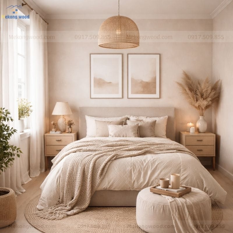 Decor phòng ngủ chill với tone màu nhẹ
