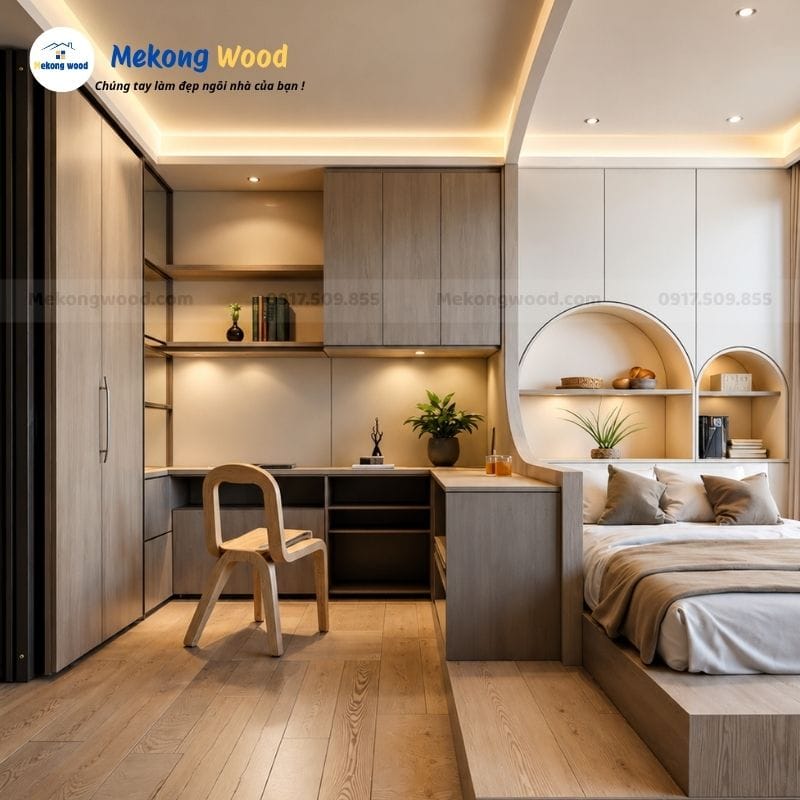 Hình ảnh thiết kế nội thất phòng ngủ đa năng