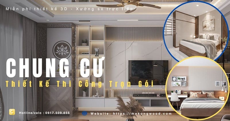 thiết kế nội thất chung cư 2 phòng ngủ