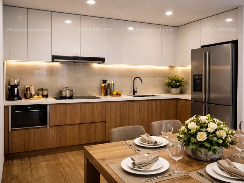 Thiết kế nội thất phòng bếp cho căn hộ chung cư tại Bến lức, Tây Ninh