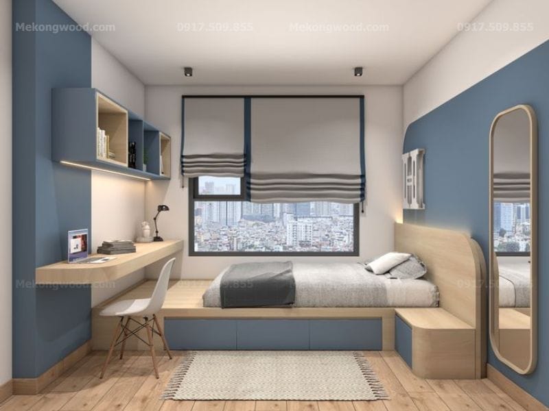 Mẫu thiết kế nội thất cho phòng ngủ chung cư nhỏ 15m2
