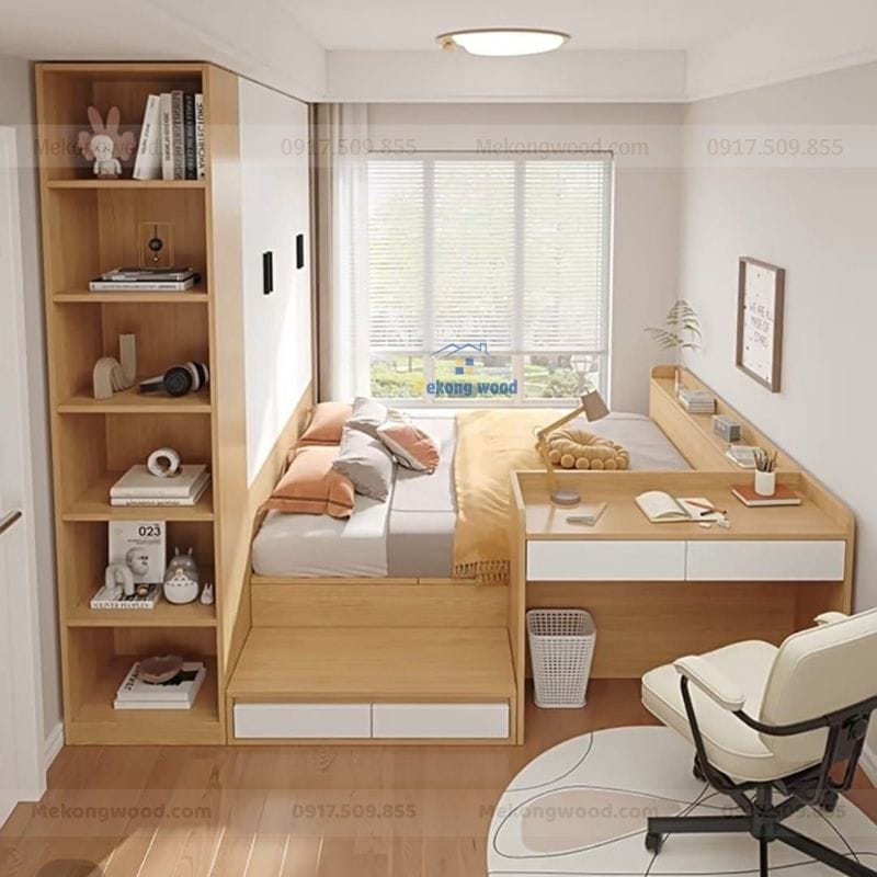 Hình ảnh thiết kế nội thất phòng ngủ 15m2 theo phong cách hiện đại