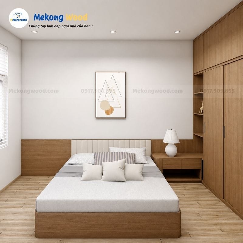 thiết kế nội thất phòng ngủ chung cư 15m2 hiện đại đơn giản