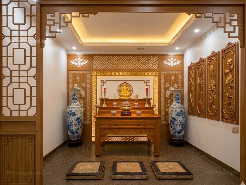 Thiết kế mẫu phòng thờ tại Mỹ Yên - Tây Ninh, chuẩn phong thủy cho gia đình Anh Phong