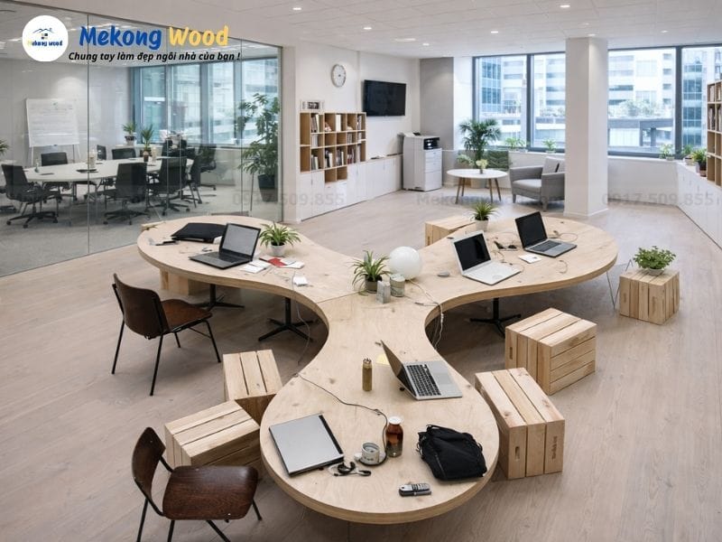 thiế kế nội thất văn phòng mở giúp việc trao đổi dễ hơn