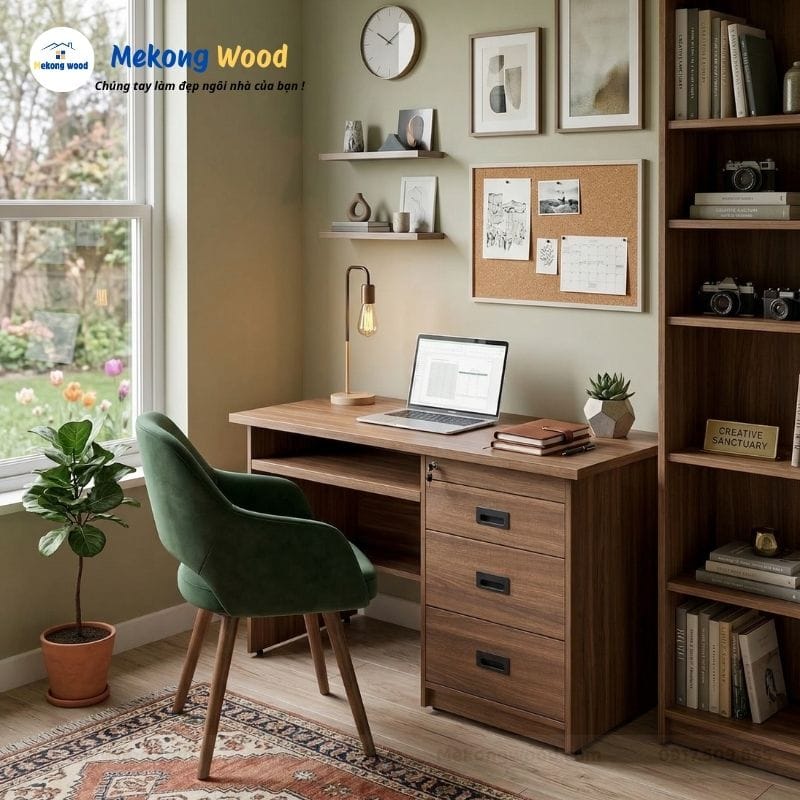Hình ảnh bàn làm việc 3 ngăn tại nhà