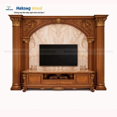 Vách Tivi Phòng Khách Cổ Điển Sang Trọng