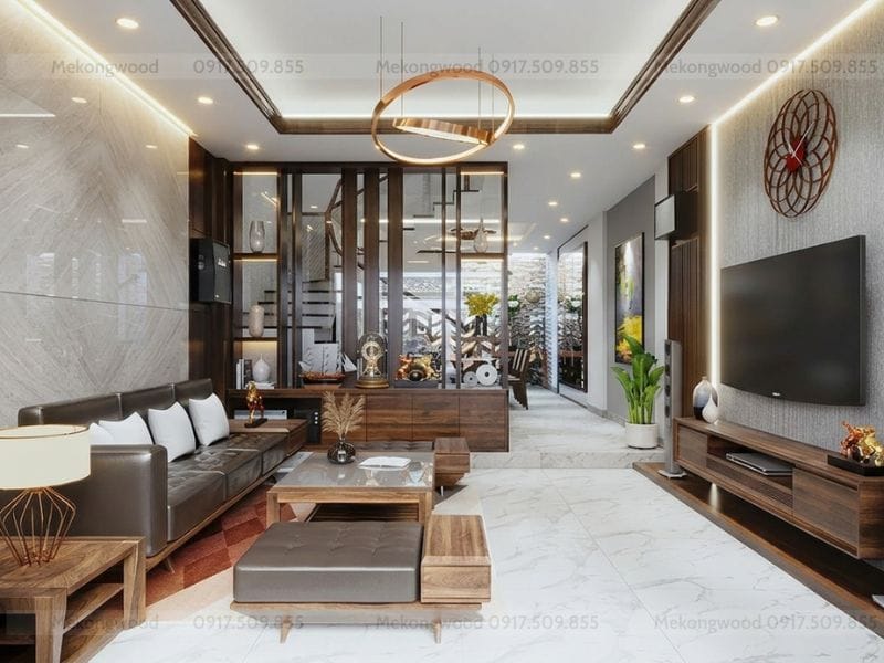 Hình ảnh thiết kế nội thất phòng khách nhà phố tại Bình Chánh ,TPHCM