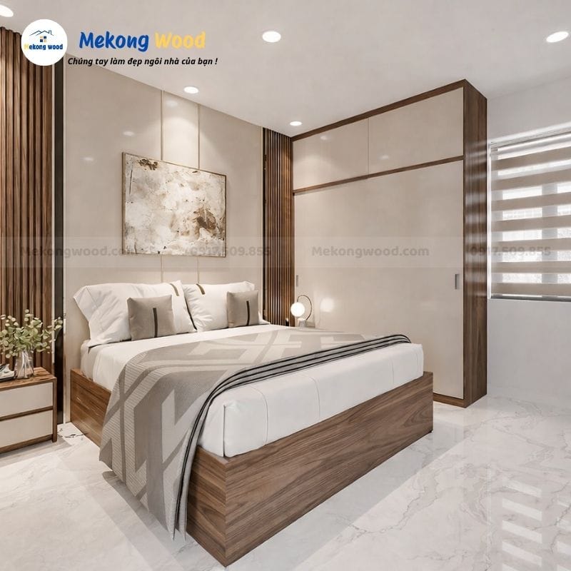 Thiết kế nội thất phòng ngủ hiện đại tối giản