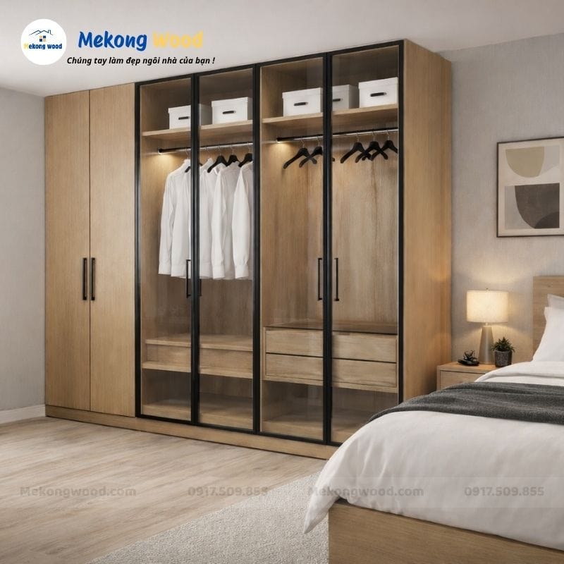 Hình Ảnh Tủ Quần Áo Cánh Kính 3 Buồng Trong Phòng Ngủ