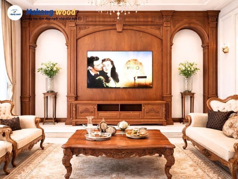 Mẫu thiết kế phòng khách tân cổ điển sang trọng