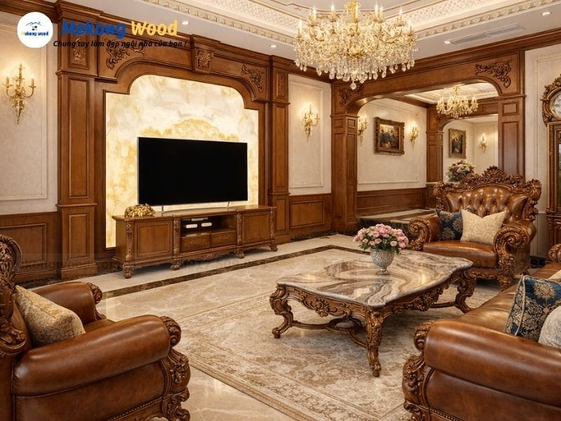 Mẫu thiết kế phòng khách tân cổ điển cho nhà phố