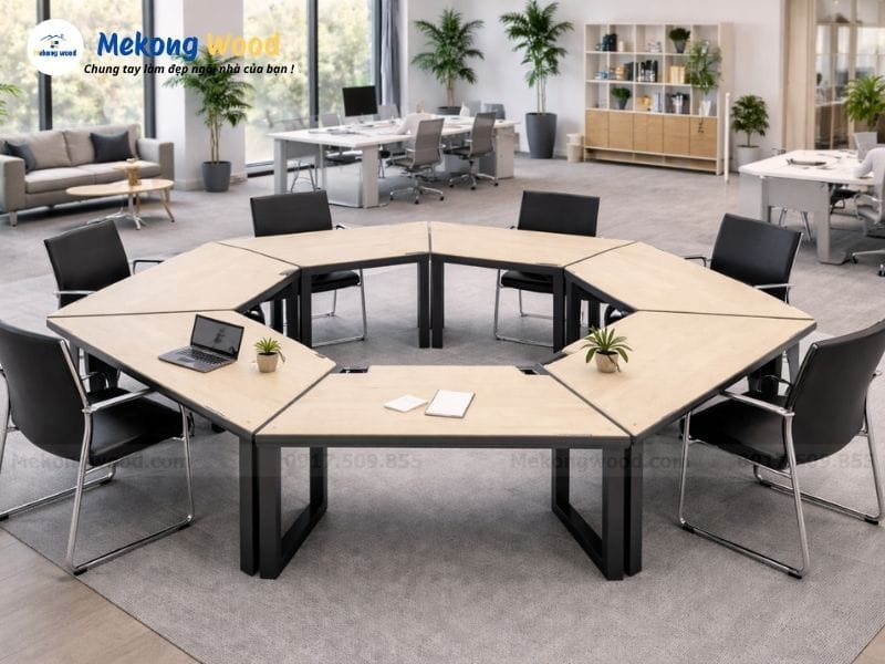 hình ảnh thiết kế nội thất ăn phòng mở giúp trao đổi dễ hơn