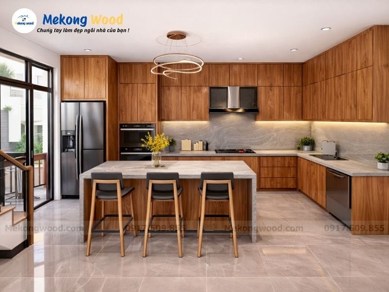 Thiết kế phòng bếp nhà phố theo phong cách hiện đại