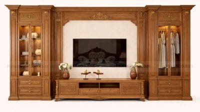 Thiết Kế Vách Tivi Tân Cổ Điển Phòng Ngủ