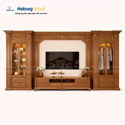 Thiết Kế Vách Tivi Tân Cổ Điển Phòng Ngủ