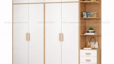 Tủ Quần Áo 4 Cánh Kịch Trần Gỗ Công Nghiệp