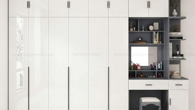 Hình ảnh tủ quần áo acrylic kèm bàn trang điểm