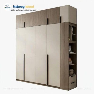 mẫu tủ quần áo gỗ công nghiệp phủ Melamine