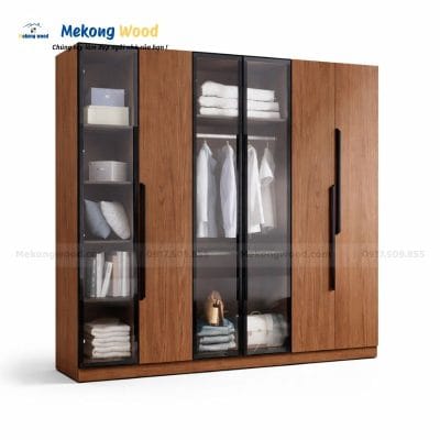 Tủ quần áo gỗ MDF cánh kính hiện đại của Mekongwood