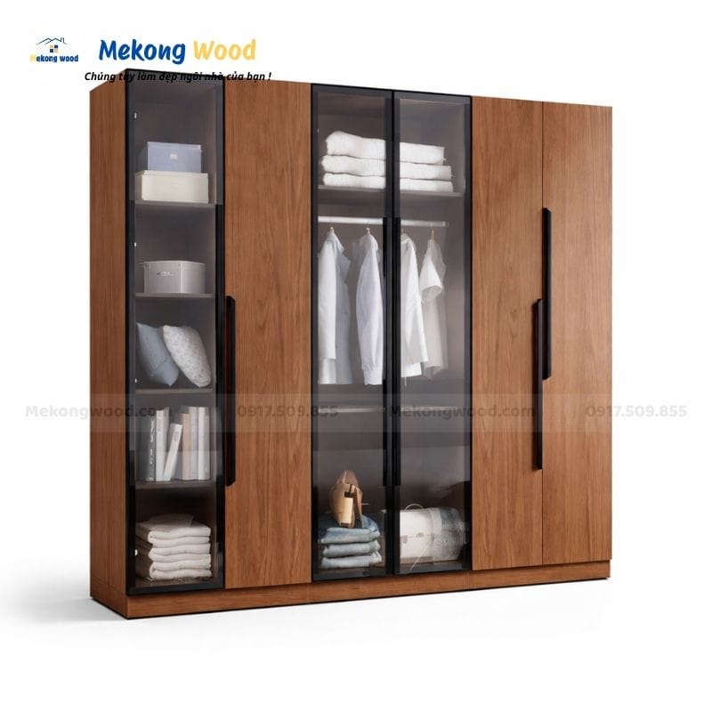 Tủ quần áo gỗ MDF cánh kính hiện đại của Mekongwood