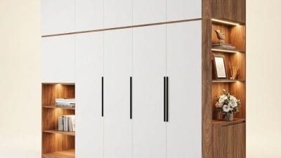 Tủ quần áo gỗ công nghiệp 4 cánh kịch trần - TAHD07