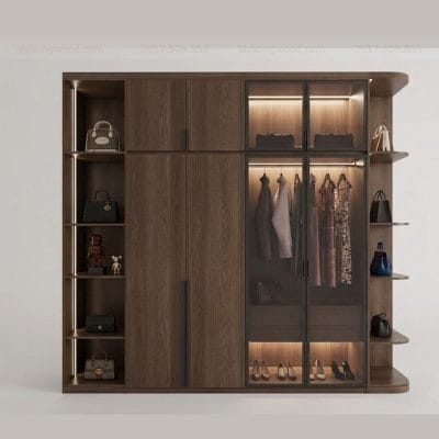 Tủ quần áo gỗ công nghiệp cánh kính -TAHD06