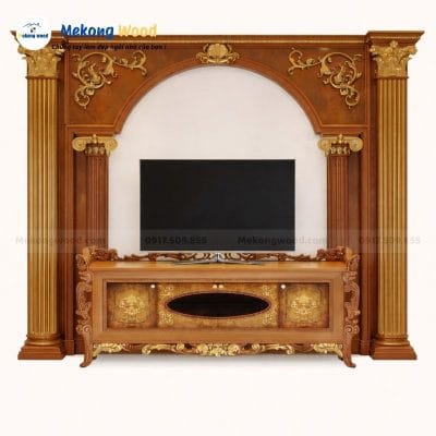 Vách Tivi Phòng Khách Tân Cổ Điển Sang Trọng