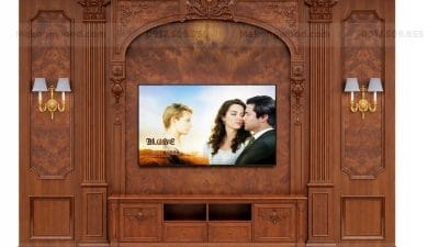 Vách tivi phòng khách tân cổ điển sang trọng và đẳng cấp