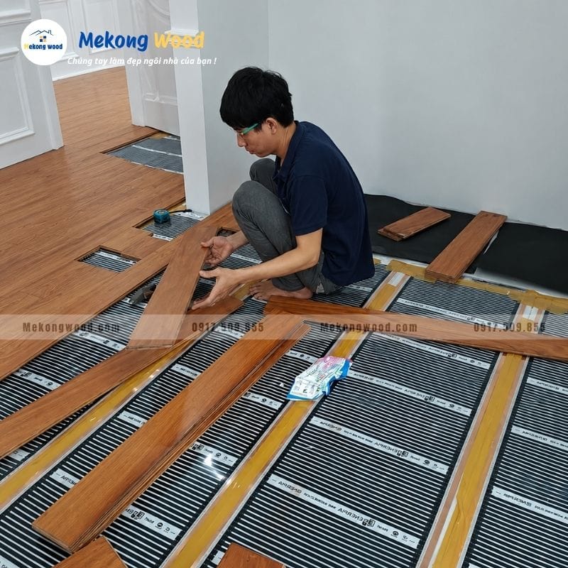 Hình ảnh thi công sàn gỗ tự nhiên