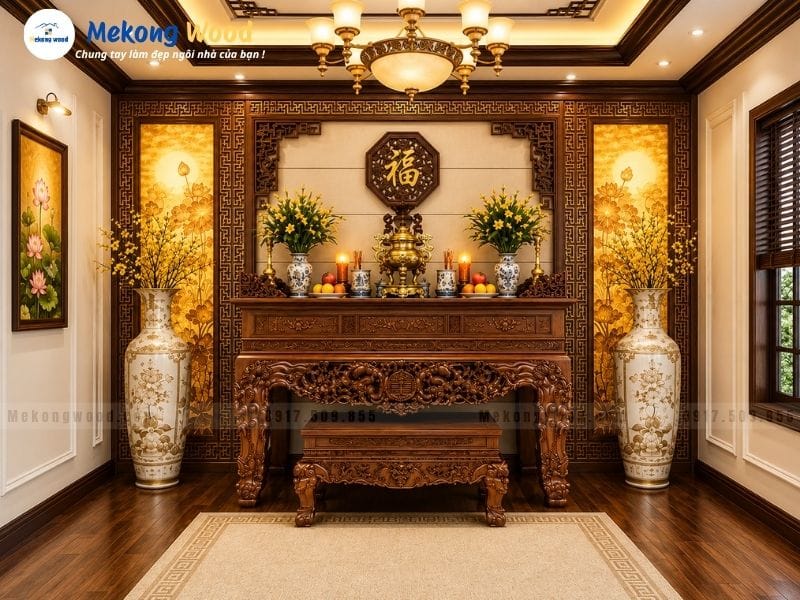 Hình ảnh trang trí phòng thờ đẹp và trang nghiêm