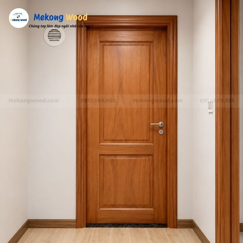 Cửa phòng ngủ 1 cánh gỗ gõ đỏ