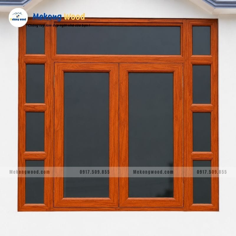 Hình ảnh cửa sổ cánh kính khung gỗ tự nhiên