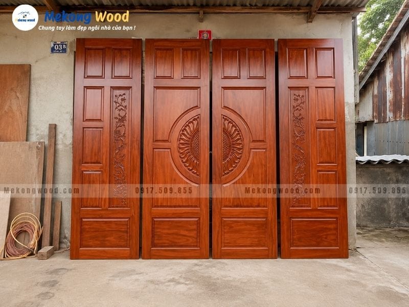 hình ảnh mẫu cửa gỗ cam xe sang trọng tại Mekongwood