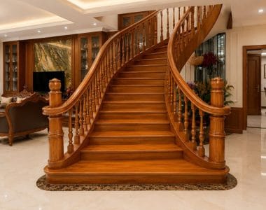 Mẫu cầu thang gỗ gõ đỏ tại Mekongwood