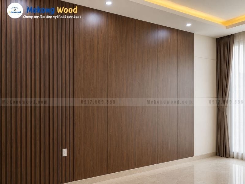 Hình ảnh tấm ốp tường màu gỗ ấm cúng