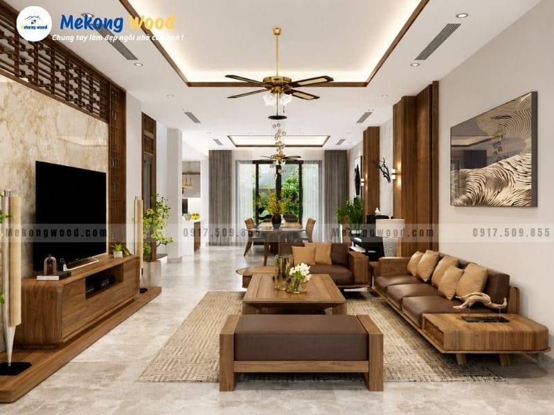 Bố trí nội thất phòng sát tường tối ưu không gian phòng khách