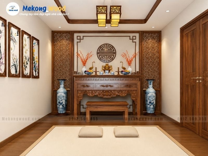 hình ảnh trang trí bàn thờ đơn giản với mẫu bàn thờ tối giản