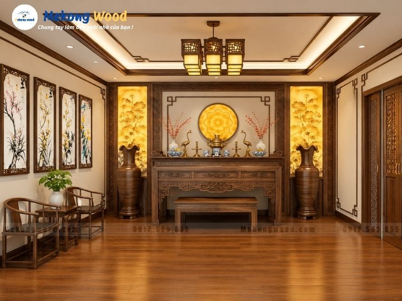 Hình ảnh trang trí tường bên trong phòng thờ