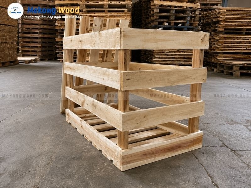 Đóng kiện gỗ palet giá rẻ tại xưởng Mekongwood