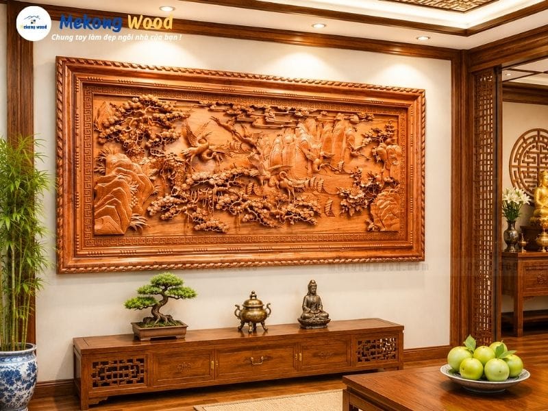 Tranh gỗ phong thủy : phong cảnh hữu tình
