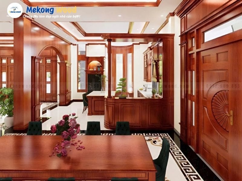 Hình ảnh óc phòng bếp thông với phòng ăn căn hộ biệt thự
