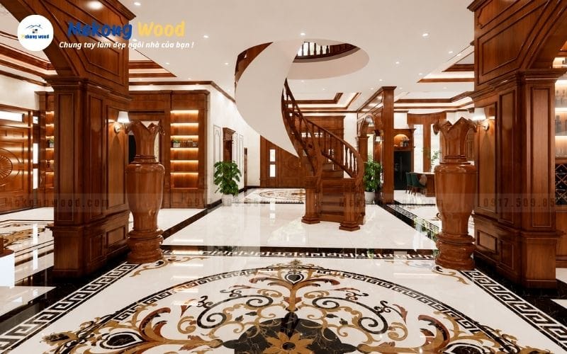 Trang trí nội thất cho hành lang và cầu thang gỗ