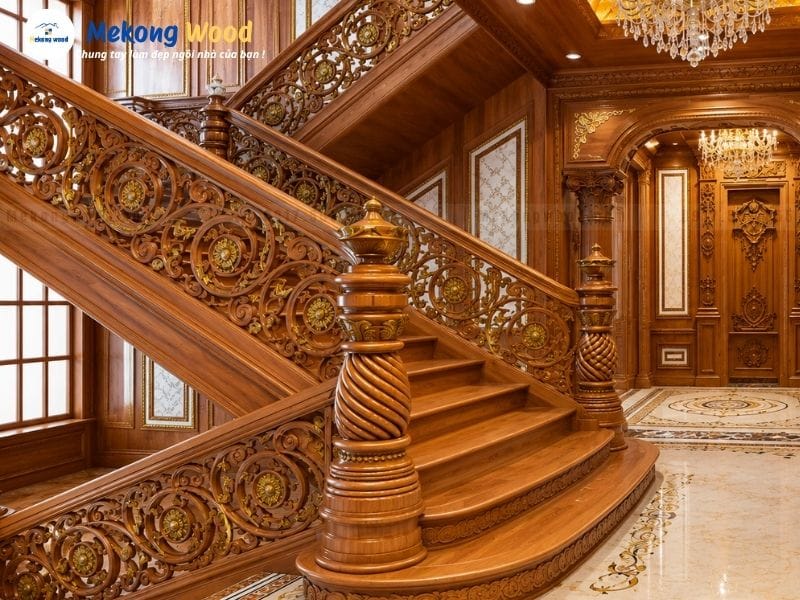 Lan can gỗ cổ điển sang trọng vfa đẳng cấp