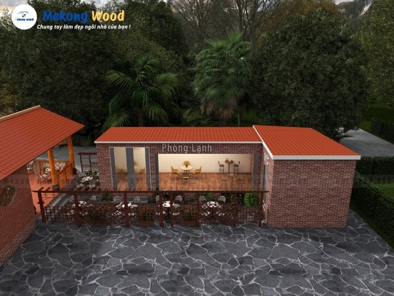 Hình ảnh phu phòng lạnh của quán cafe sân vườn