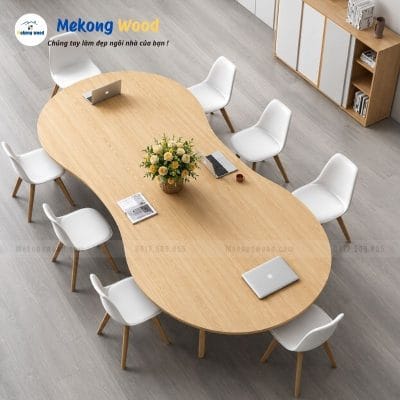 bàn họp kiểu dáng hạt đậu gỗ mdf phủ melamine