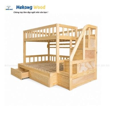 mẫu giường tầng gỗ thông cho bé